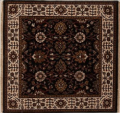 Indian Agra Black Square 5 to 6 ft Wool Carpet 13044