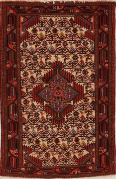 Hamedan Beige Hand Knotted 3'1" X 4'10"  Area Rug 251-13050