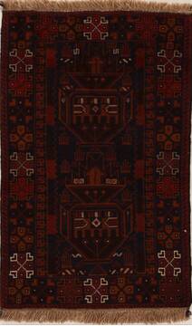 Afghan Baluch Blue Rectangle 3x4 ft Wool Carpet 13053
