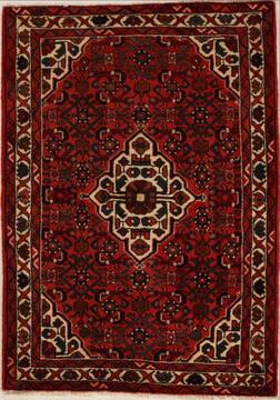 Hossein Abad Red Hand Knotted 3'6" X 5'0"  Area Rug 251-13057