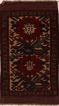 Pakistani Baluch Beige Rectangle 3x4 ft Wool Carpet 13060