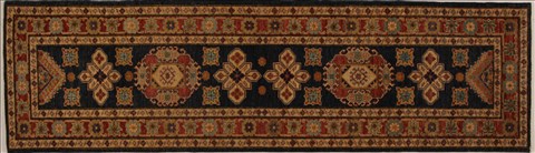 Kazak Blue Runner Hand Knotted 211 X 101  Area Rug 251-13103 Image 0