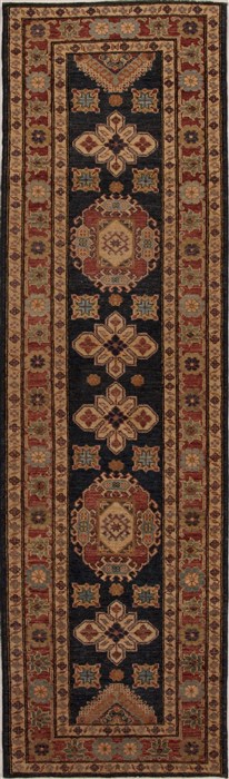 Kazak Blue Runner Hand Knotted 29 X 100  Area Rug 251-13137 Image 0