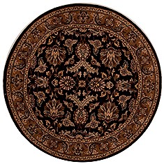 Indian Jaipur Black Round 5 to 6 ft Wool Carpet 13146