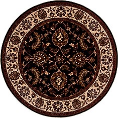 Indian Jaipur Black Round 5 to 6 ft Wool Carpet 13151