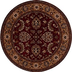 Indian Jaipur Red Round 5 to 6 ft Wool Carpet 13154