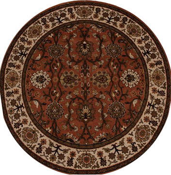 Indian Jaipur Brown Round 5 to 6 ft Wool Carpet 13157