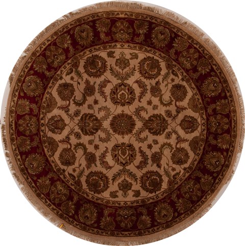 Agra Beige Round Hand Knotted 60 X 62  Area Rug 251-13180 Image 0