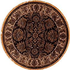 Indian Agra Black Round 5 to 6 ft Wool Carpet 13184