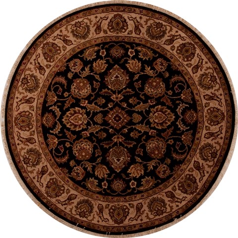 Agra Black Round Hand Knotted 60 X 62  Area Rug 251-13186 Image 0