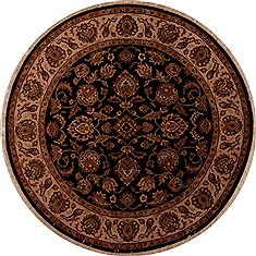 Indian Agra Black Round 5 to 6 ft Wool Carpet 13186