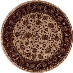 Indian Agra Beige Round 5 to 6 ft Wool Carpet 13188