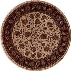 Agra Beige Round Hand Knotted 5'11" X 6'0"  Area Rug 251-13188