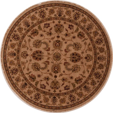 Agra Beige Round Hand Knotted 60 X 60  Area Rug 251-13190 Image 0