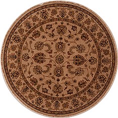 Indian Agra Beige Round 5 to 6 ft Wool Carpet 13190