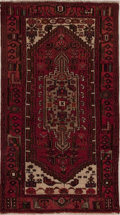 Hamedan Red Hand Knotted 35 X 64  Area Rug 251-13214 Image 0