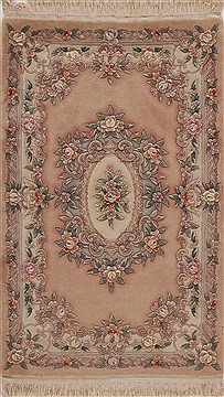 Chinese Sino-Persian Purple Rectangle 4x6 ft Wool Carpet 13244