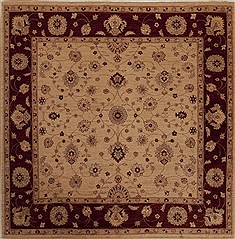 Pakistani Pishavar Beige Square 9 ft and Larger Wool Carpet 13248