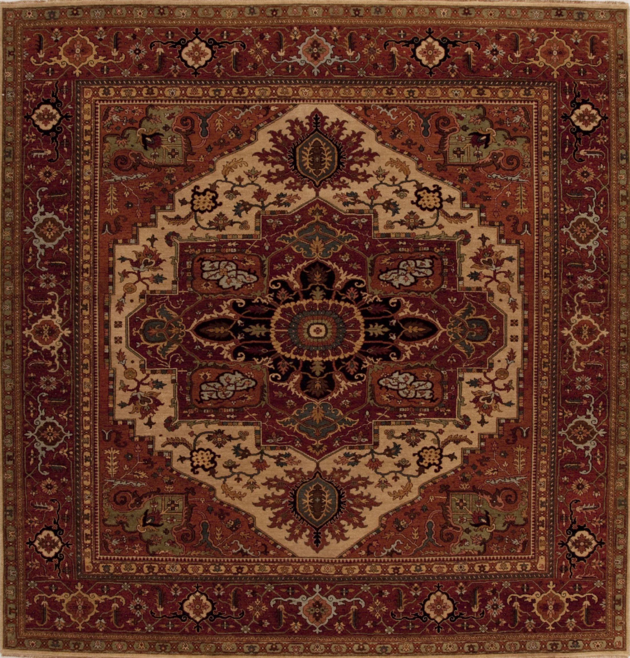Indian Serapi Beige Square 9 Ft And Larger Wool Carpet 13258 Sku Indian Serapi Beige Square 9 Ft And