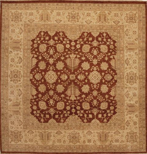 Agra Beige Square Hand Knotted 100 X 102  Area Rug 251-13294 Image 0