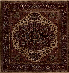 Indian Serapi Beige Square 9 ft and Larger Wool Carpet 13296