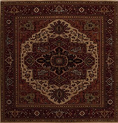 Indian Serapi Beige Square 9 ft and Larger Wool Carpet 13296