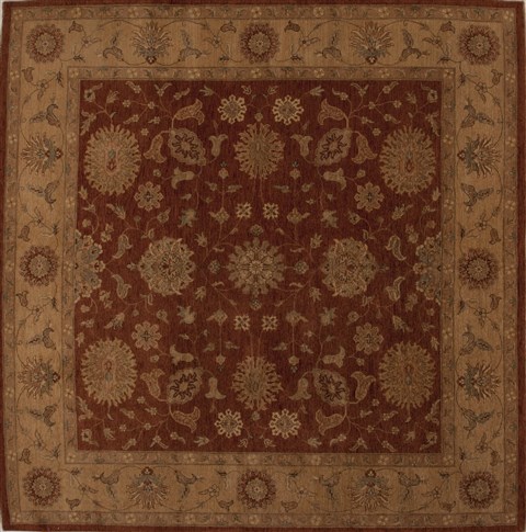 Ziegler Red Square Hand Knotted 100 X 100  Area Rug 251-13303 Image 0
