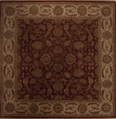 Agra Red Square Hand Knotted 100 X 100  Area Rug 251-13316 Image 0