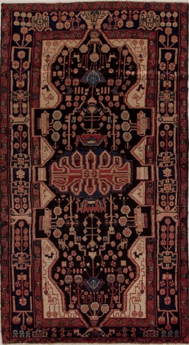 Nahavand Black Hand Knotted 50 X 94  Area Rug 251-13327 Image 0