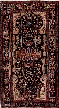 Persian Nahavand Black Rectangle 6x9 ft Wool Carpet 13327