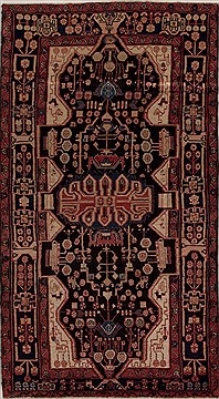 Nahavand Black Hand Knotted 5'0" X 9'4"  Area Rug 251-13327