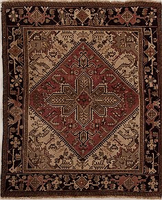 Persian Heriz Brown Rectangle 5x7 ft Wool Carpet 13351