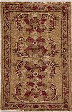 Pakistani Pishavar Beige Rectangle 2x3 ft Wool Carpet 13375