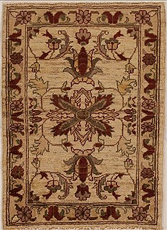 Pakistani Pishavar Beige Rectangle 2x3 ft Wool Carpet 13379