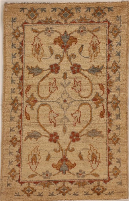 Pishavar Beige Hand Knotted 110 X 31  Area Rug 251-13390 Image 0