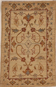 Pakistani Pishavar Beige Rectangle 2x3 ft Wool Carpet 13390