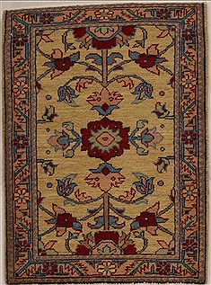 Pakistani Pishavar Beige Rectangle 2x3 ft Wool Carpet 13397