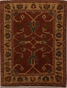 Pakistani Pishavar Brown Rectangle 2x3 ft Wool Carpet 13400
