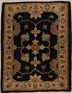 Pakistani Pishavar Black Rectangle 2x3 ft Wool Carpet 13406