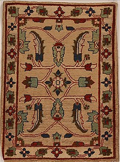 Pakistani Pishavar Beige Rectangle 2x3 ft Wool Carpet 13408
