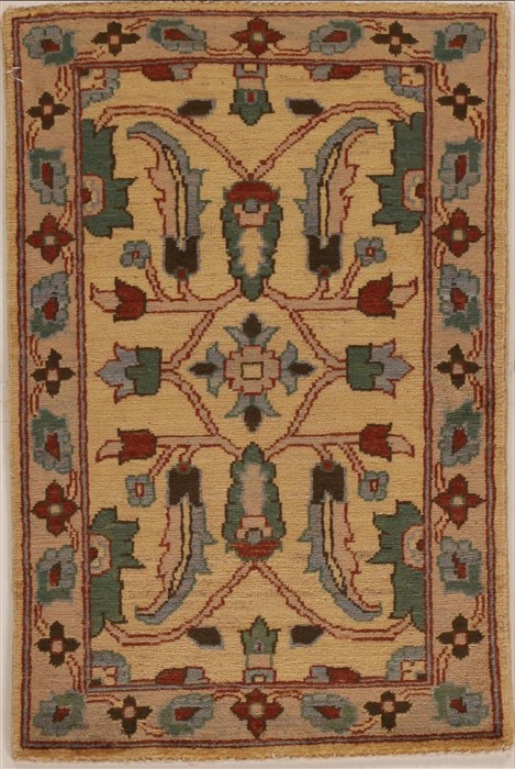 Pishavar Beige Hand Knotted 111 X 211  Area Rug 251-13409 Image 0