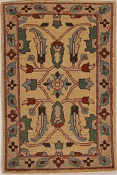 Pakistani Pishavar Beige Rectangle 2x3 ft Wool Carpet 13409