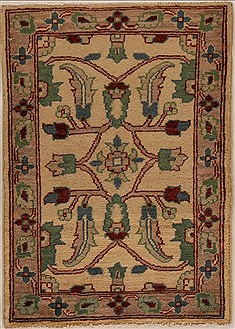 Pakistani Pishavar Beige Rectangle 2x3 ft Wool Carpet 13410