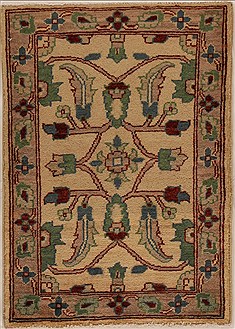 Pakistani Pishavar Beige Rectangle 2x3 ft Wool Carpet 13410