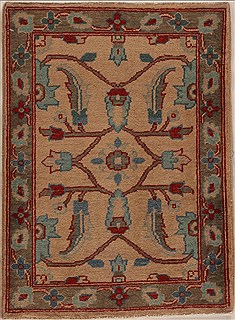 Pakistani Pishavar Beige Rectangle 2x3 ft Wool Carpet 13414