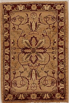 Pakistani Pishavar Beige Rectangle 2x3 ft Wool Carpet 13426