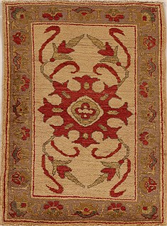 Pakistani Pishavar Beige Rectangle 2x3 ft Wool Carpet 13428