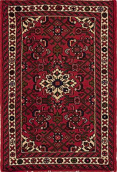 Persian Hossein Abad Red Rectangle 2x3 ft Wool Carpet 13437
