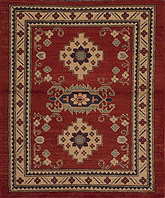 Pakistani Kazak Red Rectangle 4x6 ft Wool Carpet 13475