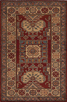 Pakistani Kazak Red Rectangle 3x5 ft Wool Carpet 13483